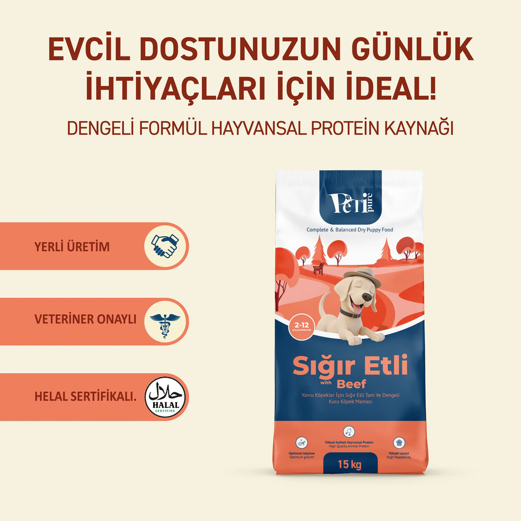 Petipure Sığır Etli Yavru Kuru Köpek Maması