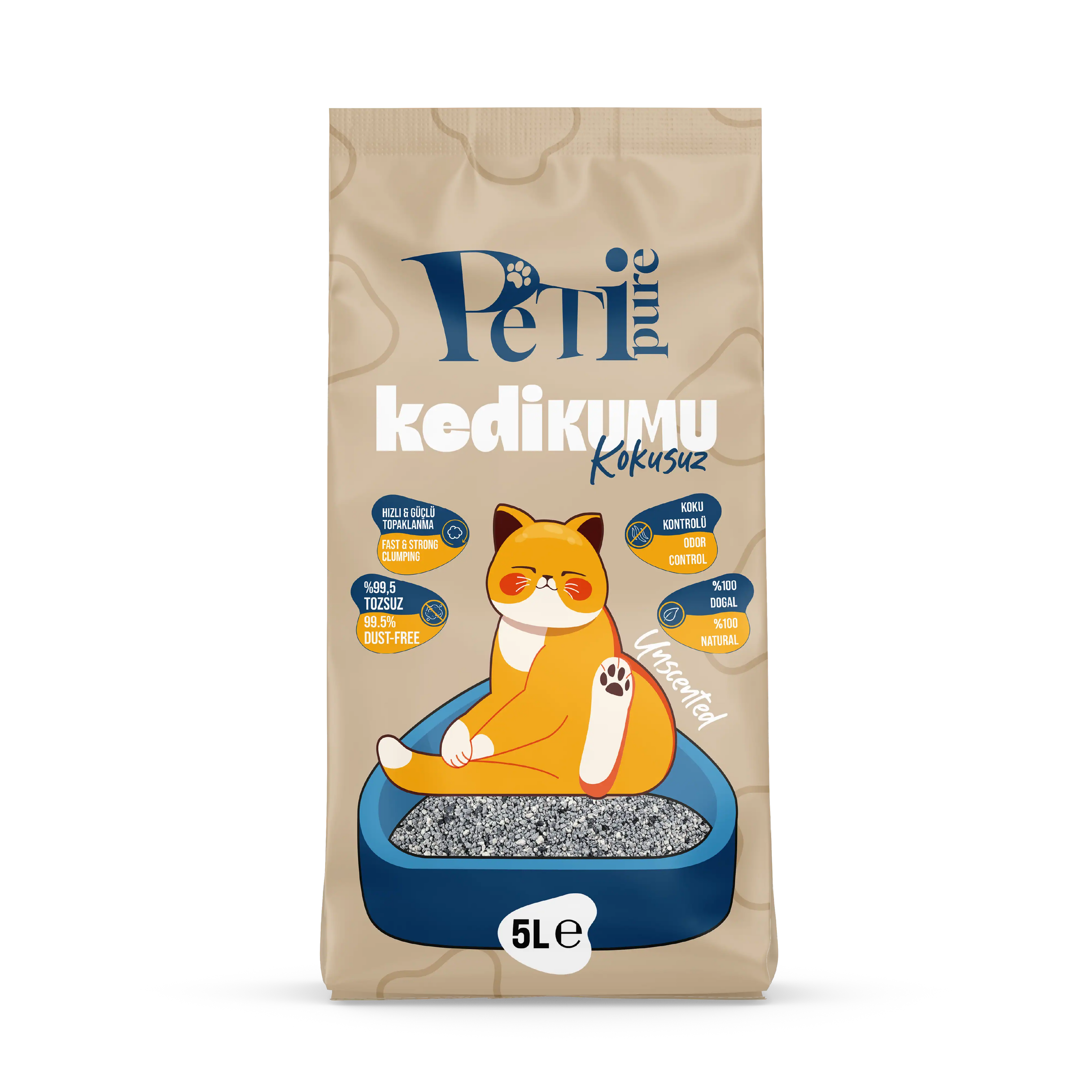 Petipure Kokusuz Doğal Bentonit Kedi Kumu