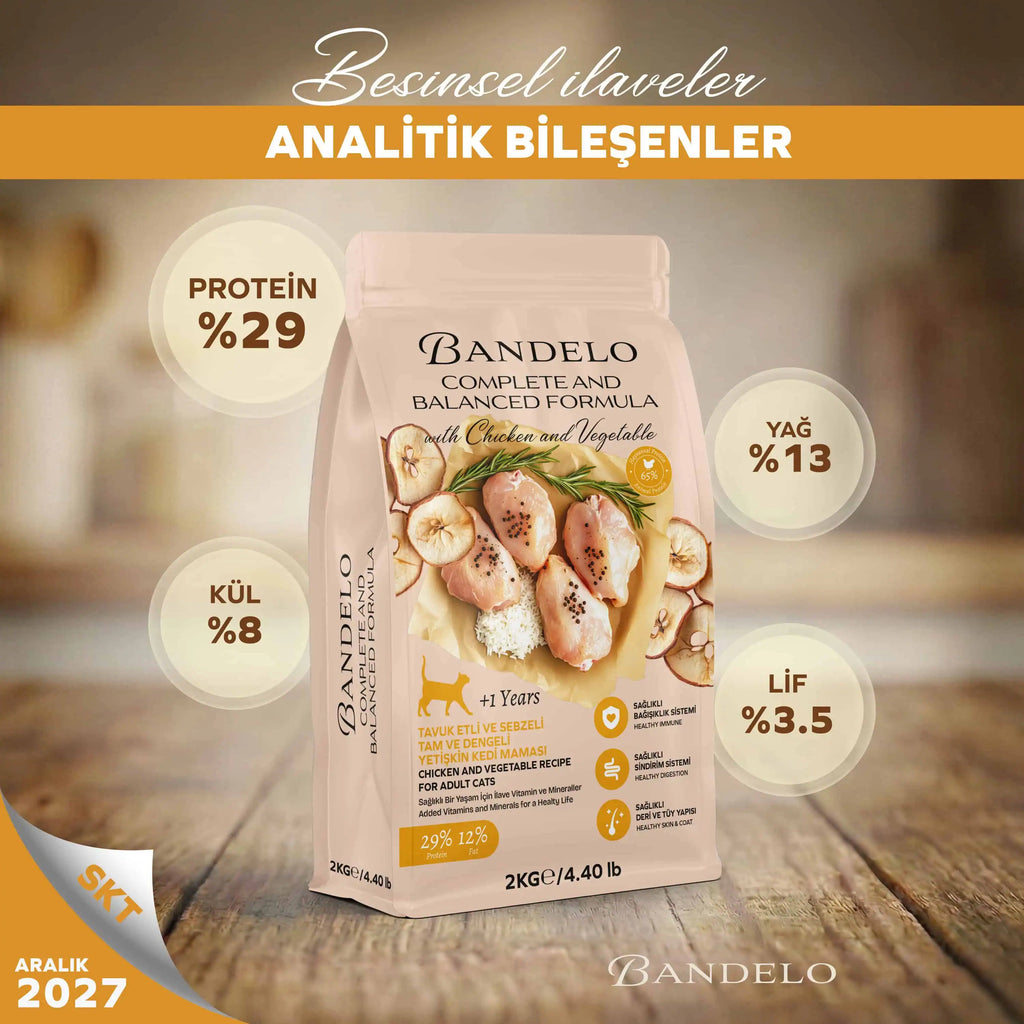 Bandelo Tavuklu Sebzeli Yetişkin Kuru Kedi Maması