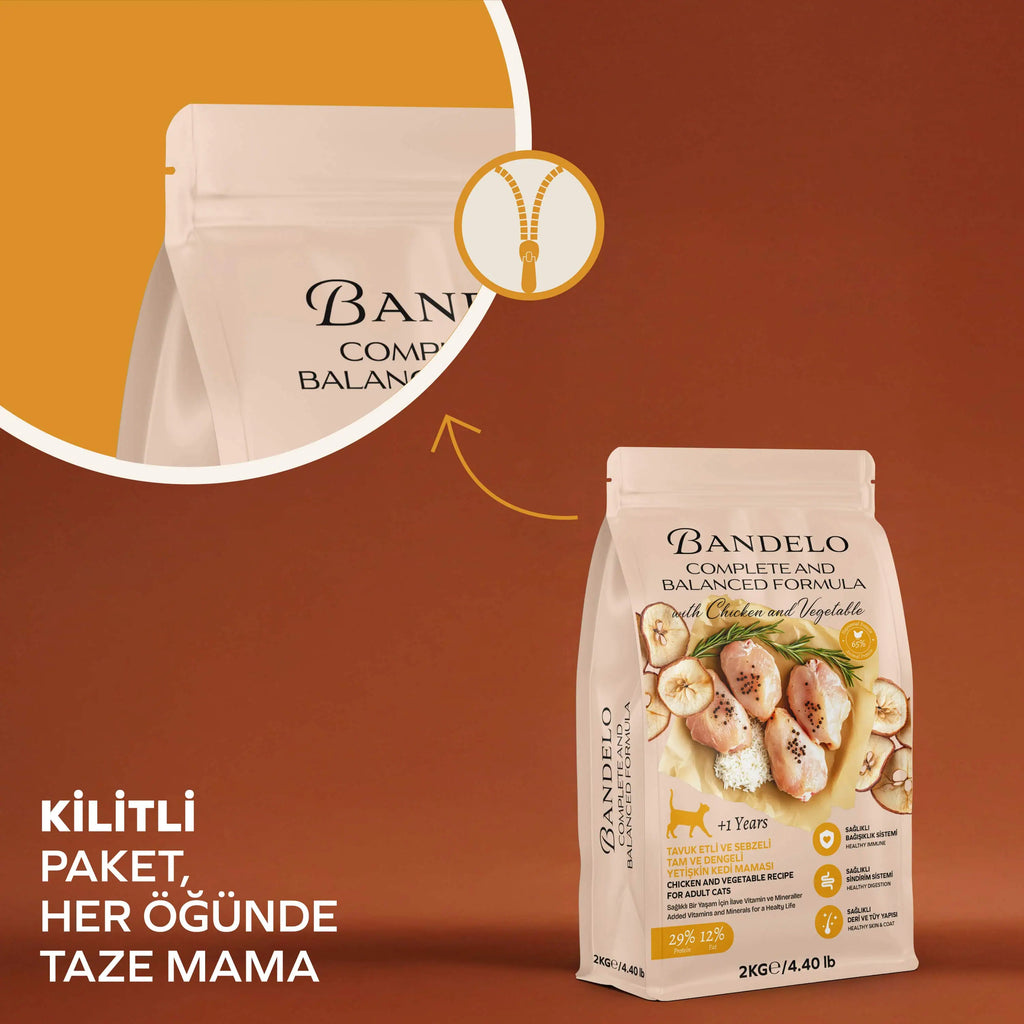 Bandelo Tavuklu Sebzeli Yetişkin Kuru Kedi Maması