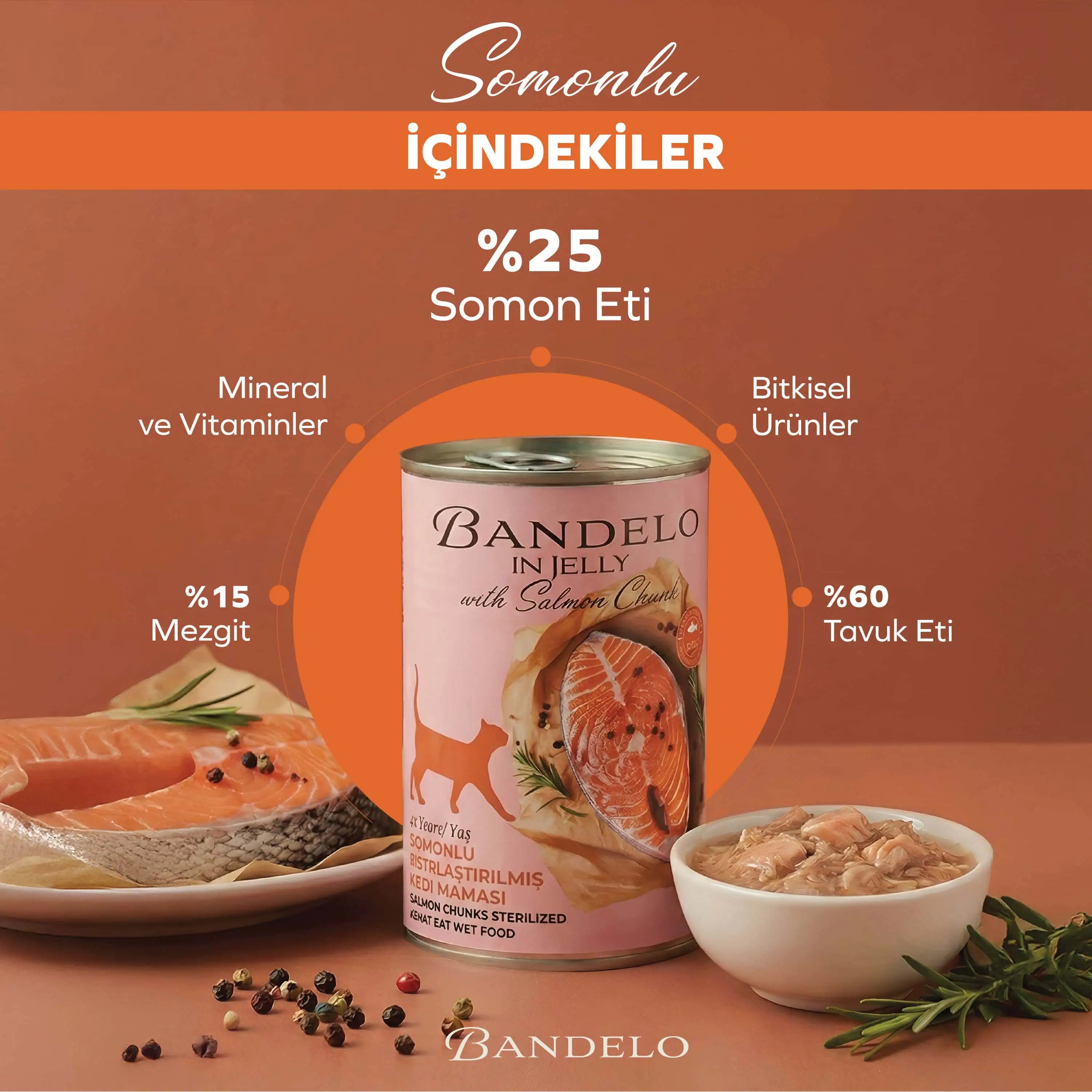 Bandelo Somonlu Kısırlaştırılmış Kedi Konservesi 400 g