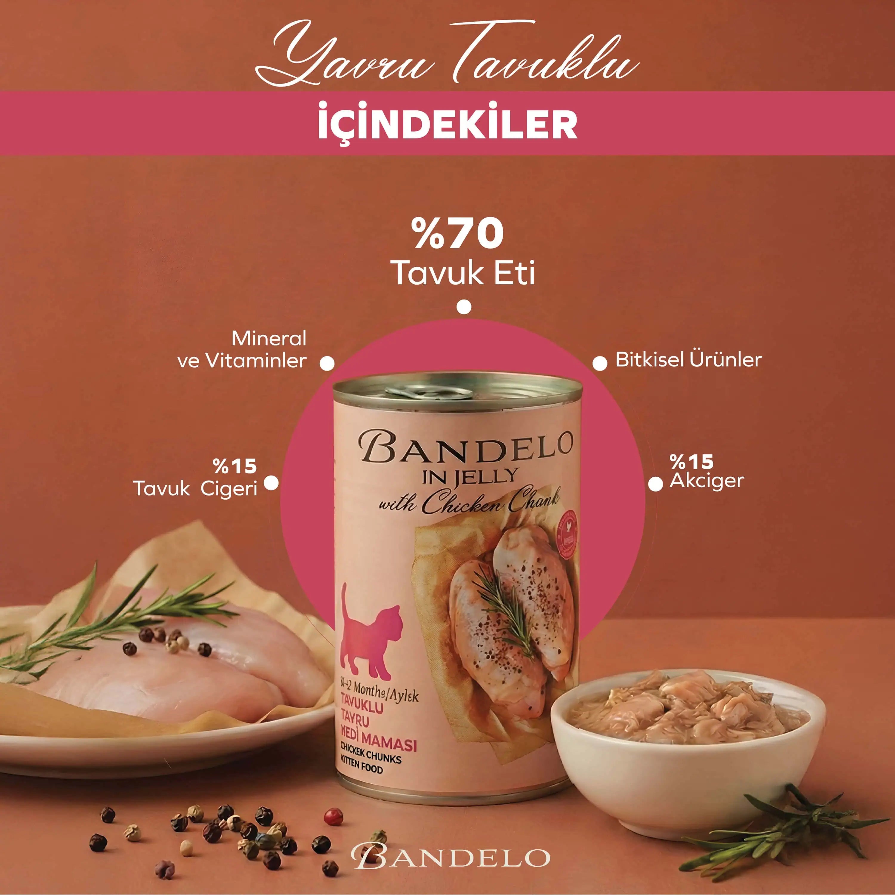 Bandelo Tavuklu Jöle Yavru Kedi Konservesi 400 g