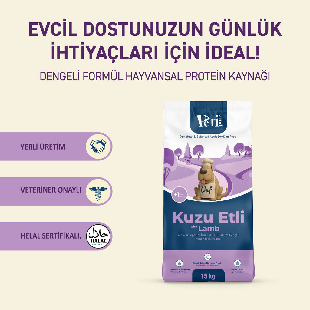 Petipure Kuzu Etli Yetişkin Kuru Köpek Maması