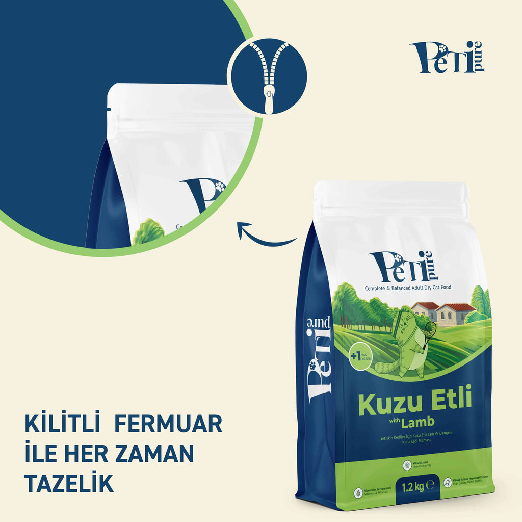 Petipure Kuzu Etli Yetişkin Kuru Kedi Maması