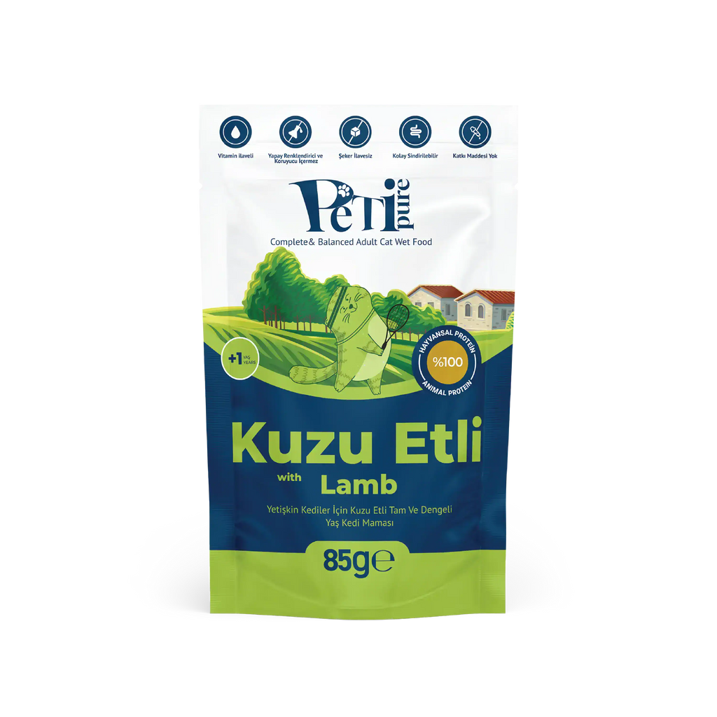 Petipure Kuzu Etli Jöle Yetişkin Kedi Pouch 85 g
