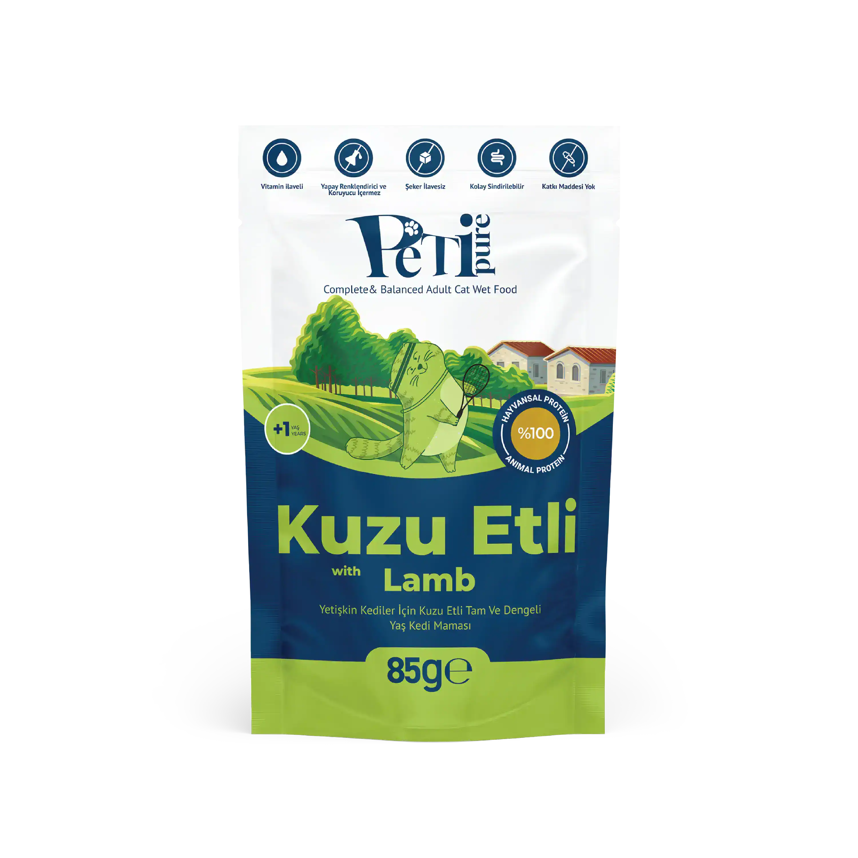 Petipure Kuzu Etli Jöle Yetişkin Kedi Pouch 85 g
