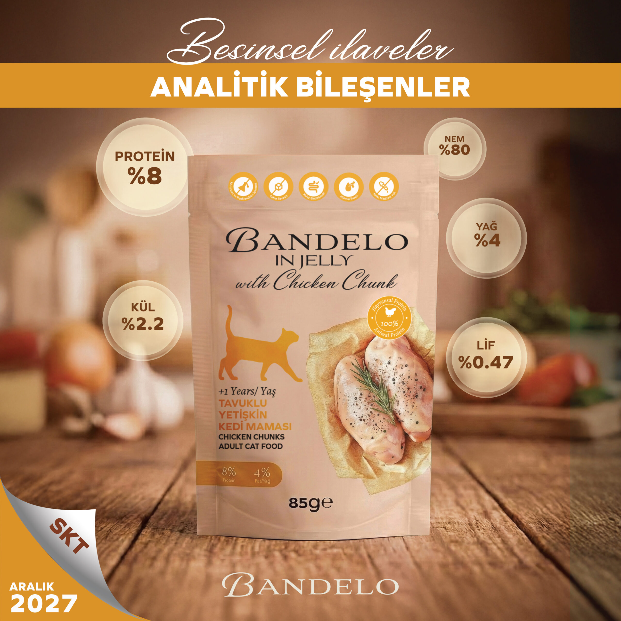 BandeloTavukluYaşKediMamasıYetişkin85Gram005