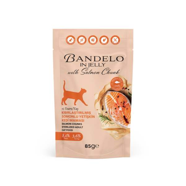 Bandelo Jöle İçinde Kısırlaştırılmış Somonlu Yetişkin Yaş Kedi Maması