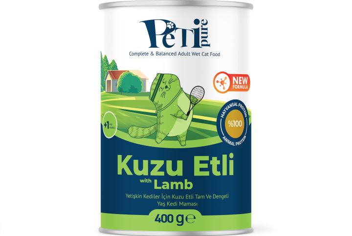 Petipure Yaş Kedi Maması - Kuzu Etli Jöle İçinde Yetişkin Kedi Konserve Yaş Mama 400Gr - Petaşk