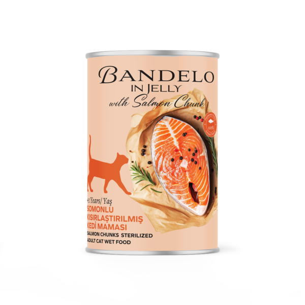 Bandelo Jöle İçinde Somonlu Kısırlaştırılmış Tam ve Dengeli Yaş Yetişkin Kedi Maması