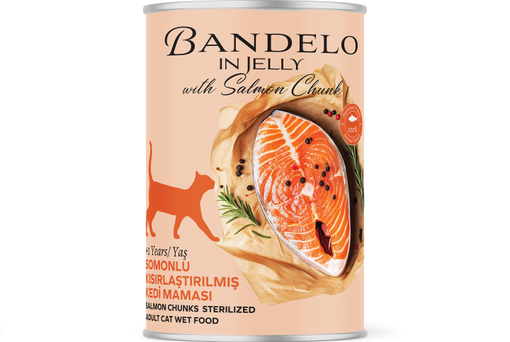 Somonlu Kısırlaştırılmış Yaş Kedi Maması Bandelo 400 Gram Konserve
