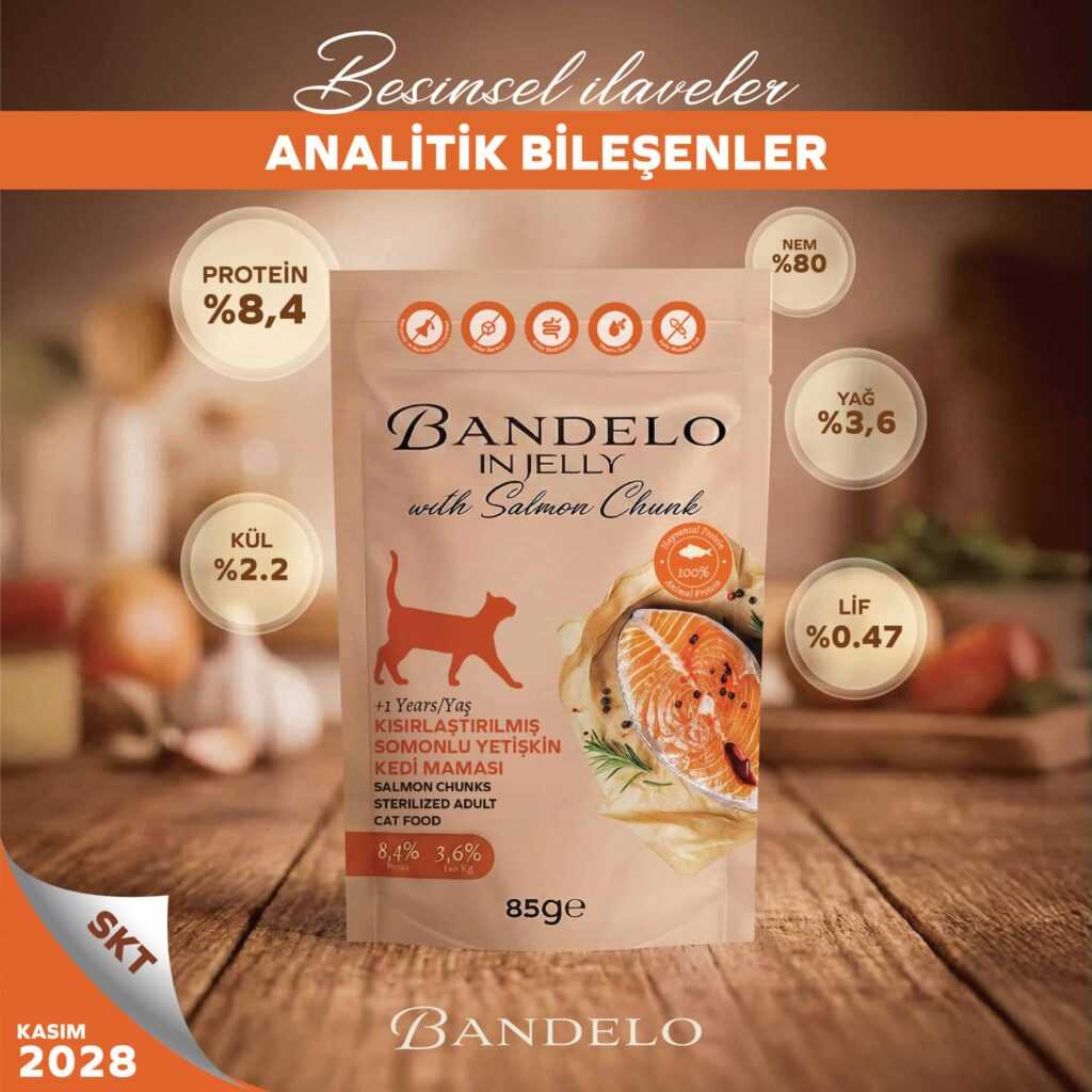 Yaş Kedi Maması Bandelo Somonlu Kısırlaştırılmış Pouch