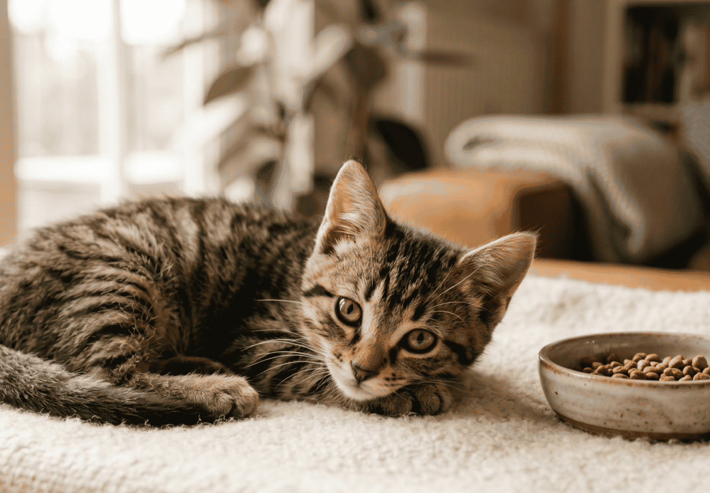 Yavru kedi sağlıklı ve mutlu, beslenme ve bakım ipuçlarıyla.